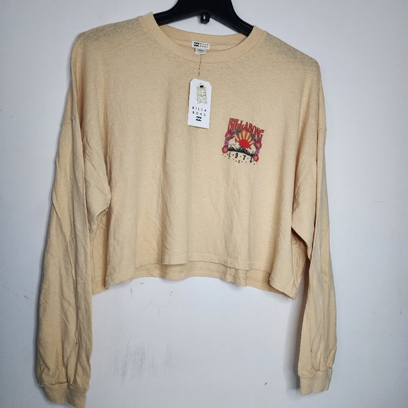 NWT Billabong Womens Raffia Beach Boyfriend Gypsy Crop Long Sleeve Top sz Large - Picture 4 of 11